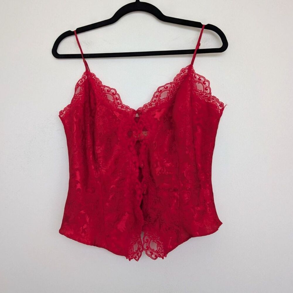 Vintage Victoria's Secret Gold Label Sleeveless Lace Trim Button Front Cami Sz M